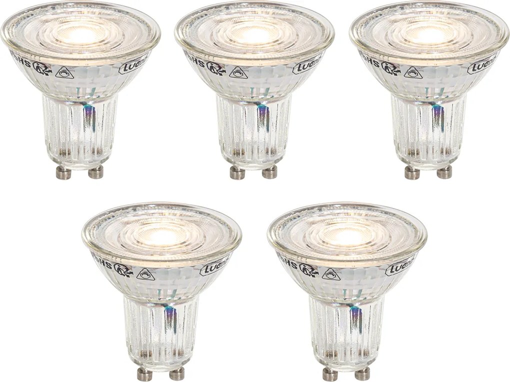 Комплект от 5 GU10 50мм димируеми LED крушки - Регулируема цветна температура 2200-3000K, 4.9W 400 lm