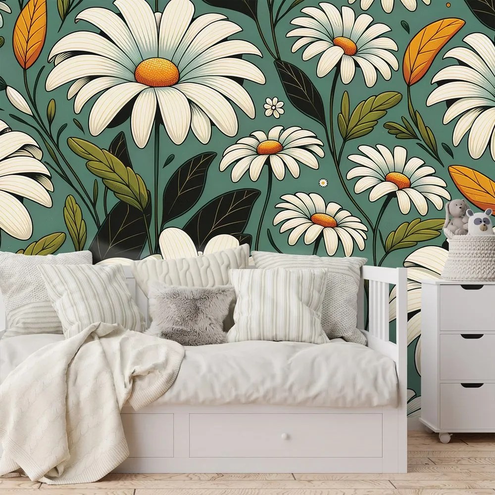 Тапет – Ретро маргаритки с листа