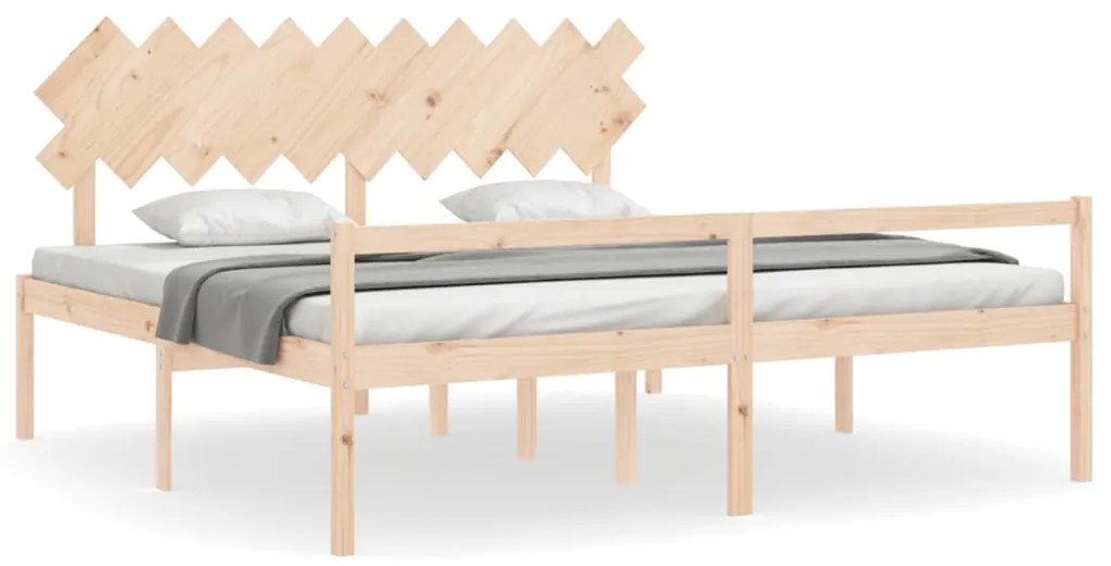 3195566 vidaXL Легло за възрастни с табла, 200x200 см, масивно дърво