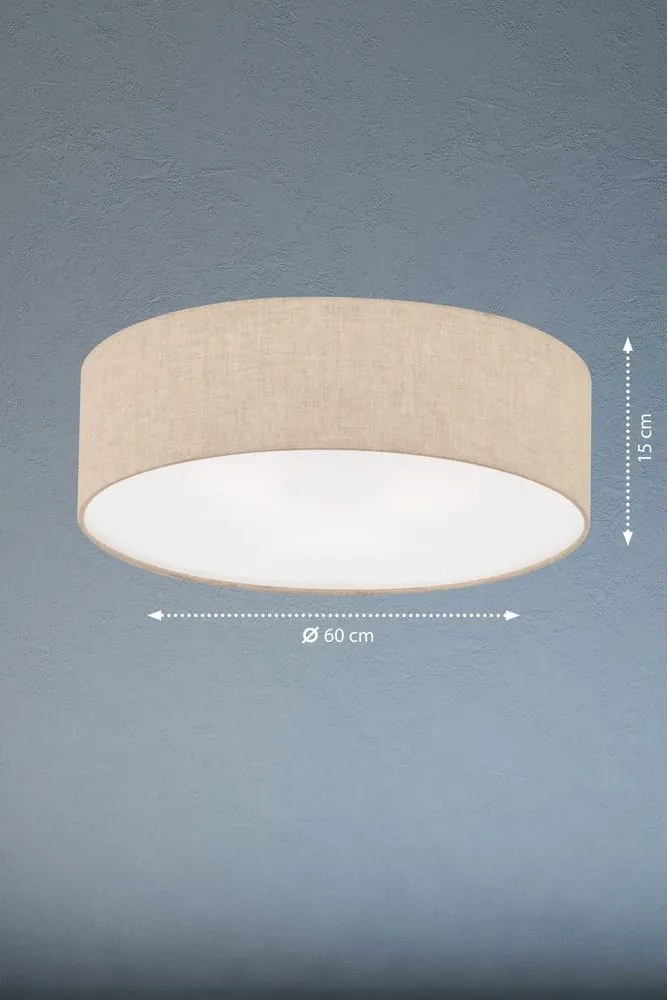 Бежово осветително тяло за таван с текстилен абажур ø 60 cm Thor – Fischer &amp; Honsel