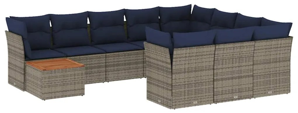 3256180 vidaXL Градински комплект диван с възглавници 11 части сив полиратан