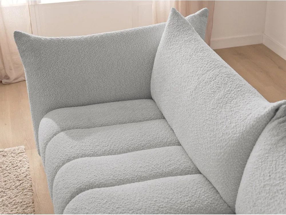 Светлосив ъглов диван от прежда с примки от букле (ляв ъгъл) Azra – Bobochic Paris