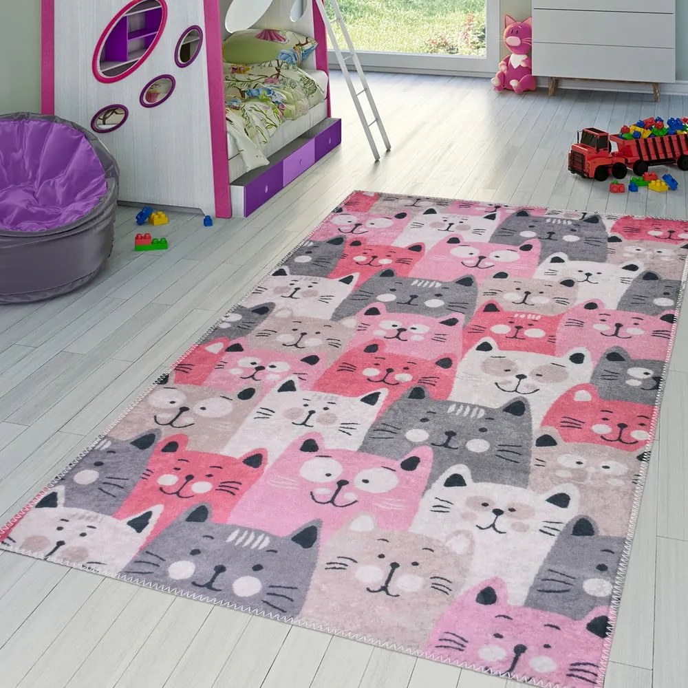 Розов детски килим 100x160 cm Silly Cats – Vitaus