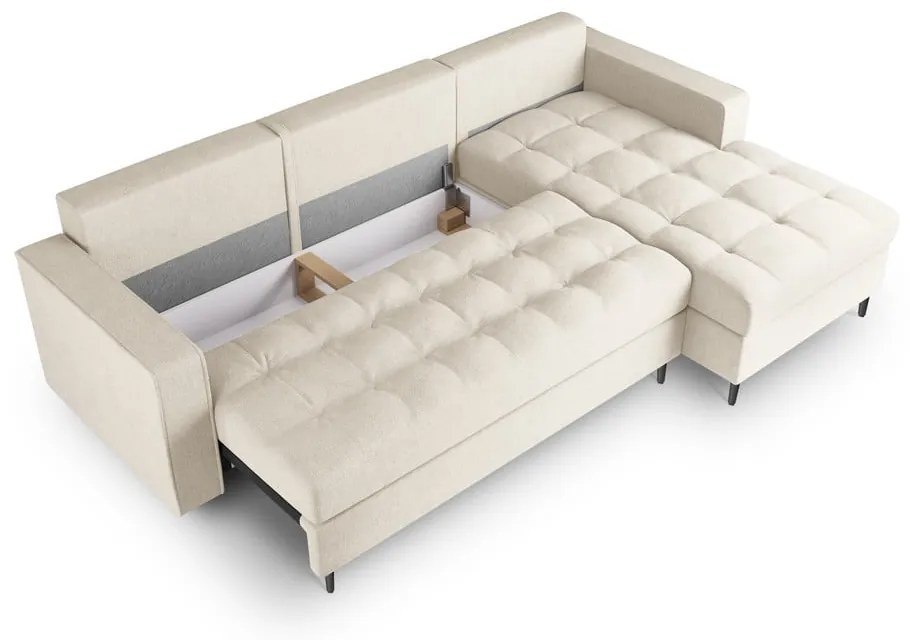 Светлобежов ъглов разтегателен диван , десен ъгъл Santo - Milo Casa