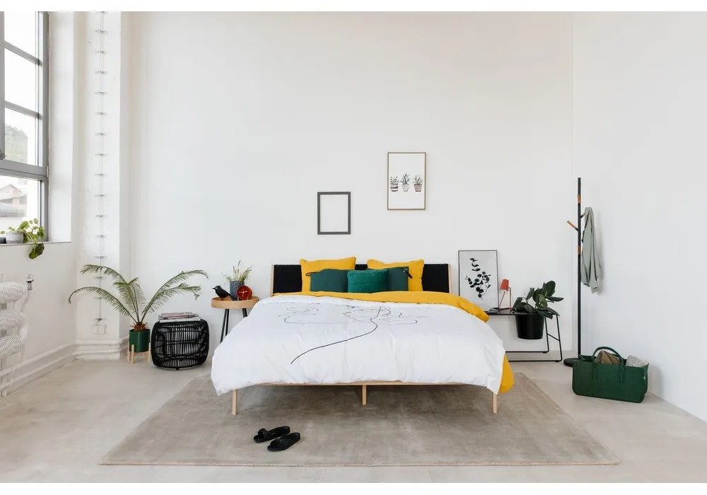 Масивно дъбово легло с черна табла , 160 x 200 cm Fawn - Gazzda