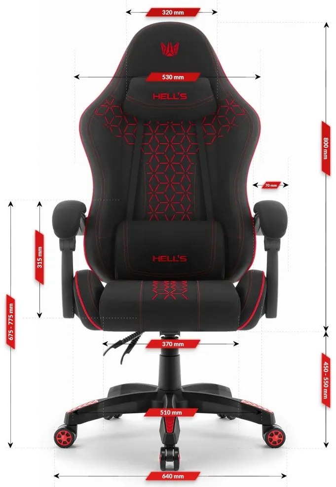 Геймърски стол HC-1008 2.0 с ергономични възглавници - черен и червен