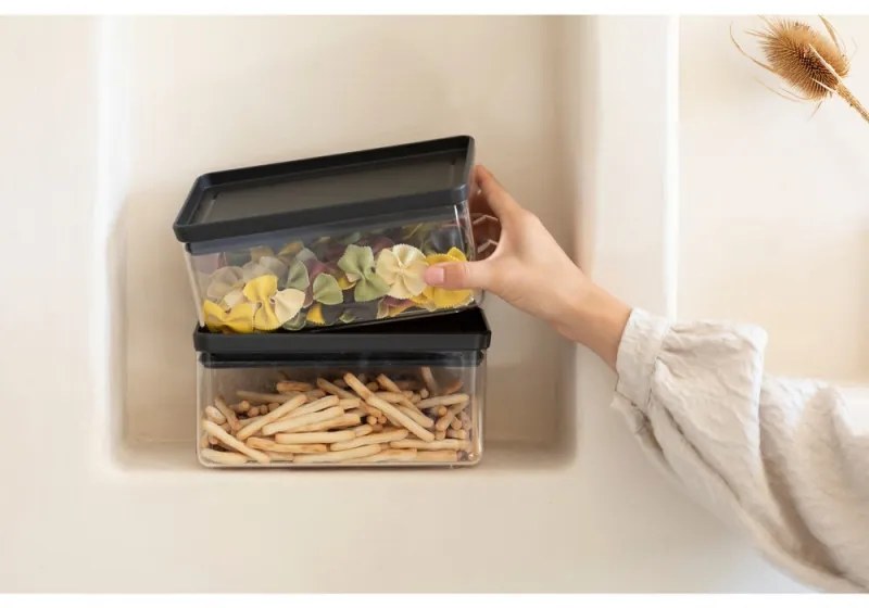 Кутия за съхранение Brabantia Tasty+ Stackable 1008873, 1.5 л, Силиконово уплътнение, Без BPA, Тъмносив