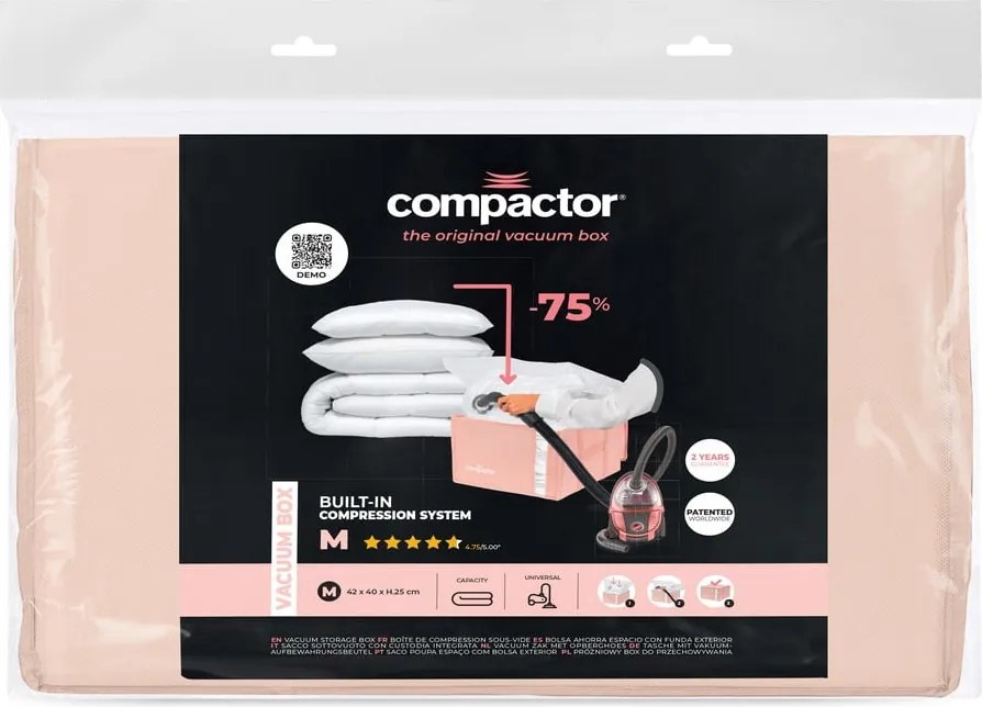 Вакуумна пластмасова кутия за съхранение на дрехи 42x40x25 cm Pink Edition – Compactor