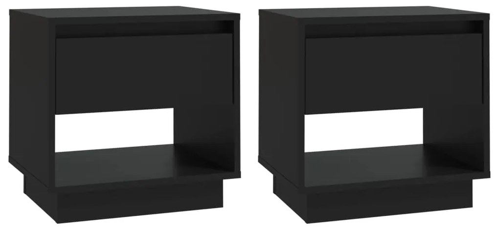 809515 vidaXL Нощни шкафчета, 2 бр, черни, 45x34x44 см, инженерно дърво