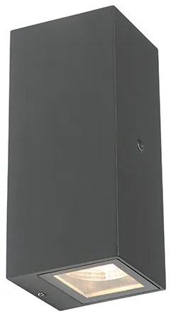 Стенен аплик сив 2-светлина IP44 със сензор за здрач - Baleno