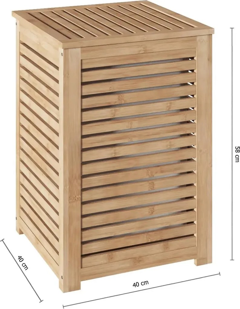 Кош за пране 5five Sicela, Бамбук, 65 L - Черен