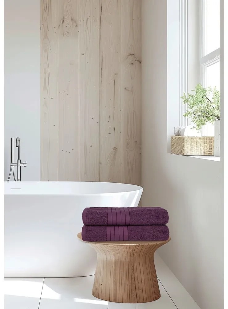 Бордо памучни хавлиени кърпи в комплект от 2 бр. от тери 70x140 cm – Good Morning