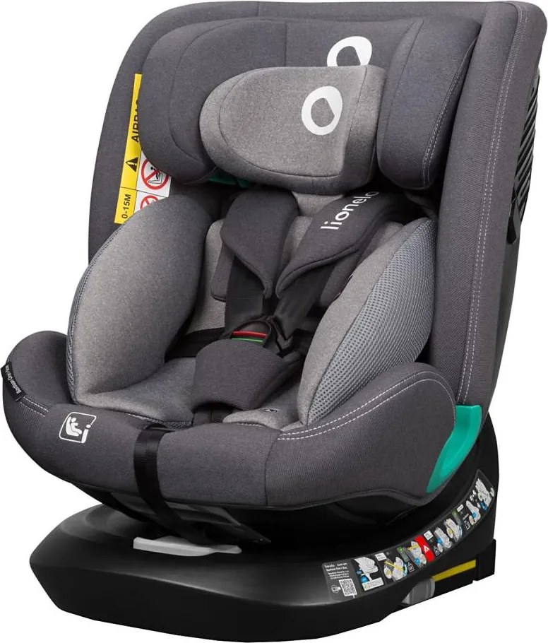 Lionelo - Столче за кола с база, въртящо се BASTIAAN ONE i-Size 40-150 см Grey Stone