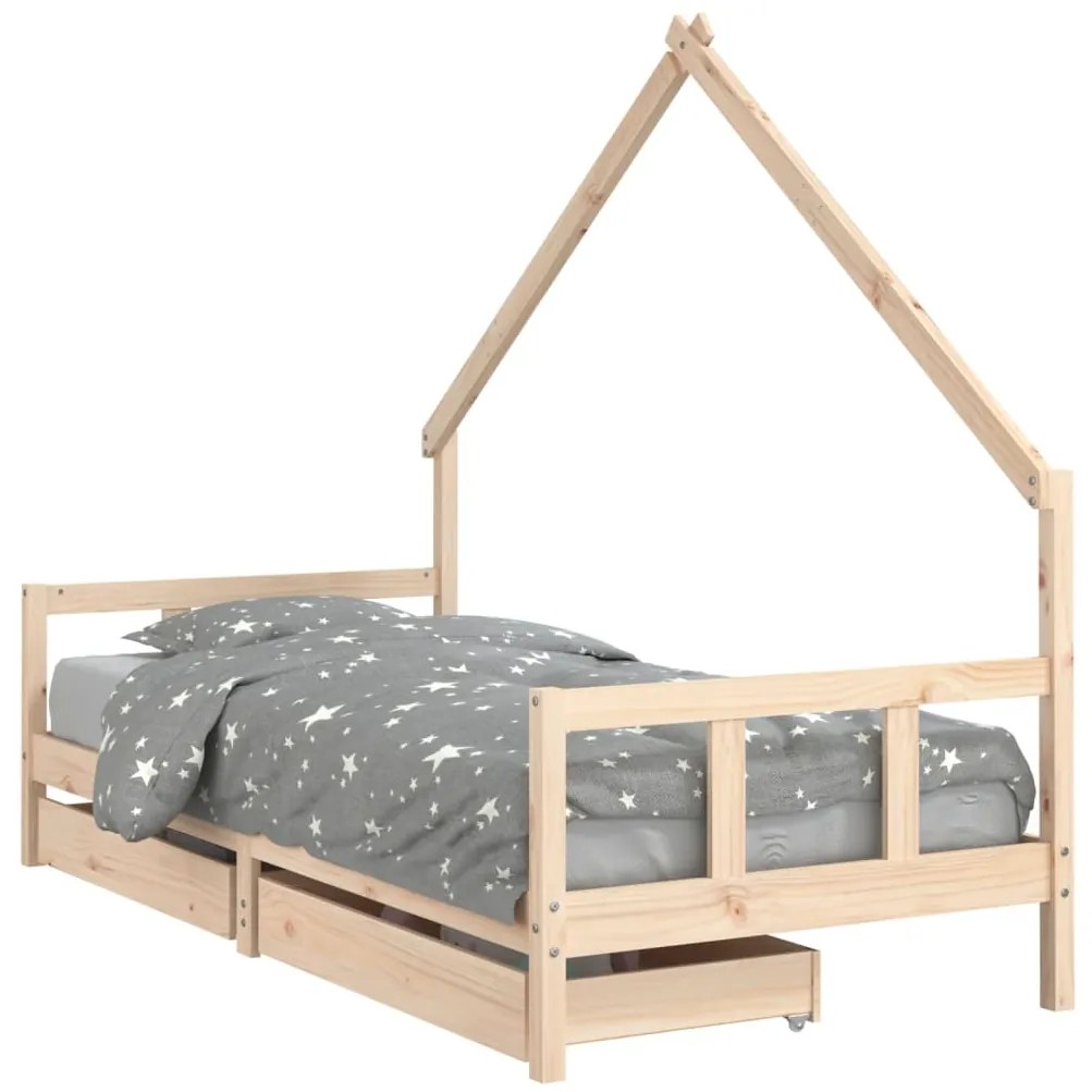 834552 vidaXL Рамка за детско легло с чекмеджета 90x200 см масивно дърво бор