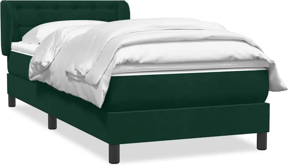 3317886 vidaXL Боксспринг легло с матрак, тъмнозелено, 80x220 см, кадифе