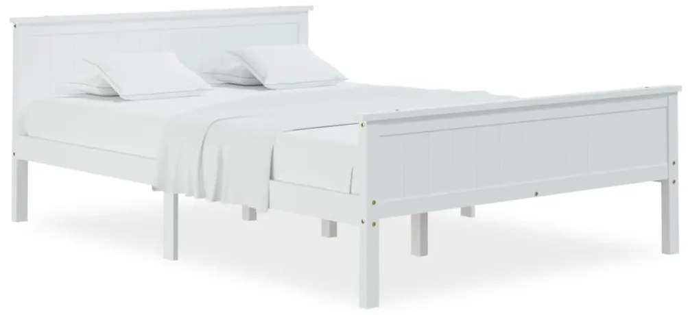 322185 vidaXL Рамка за легло, бяла, бор масив, 160х200 см