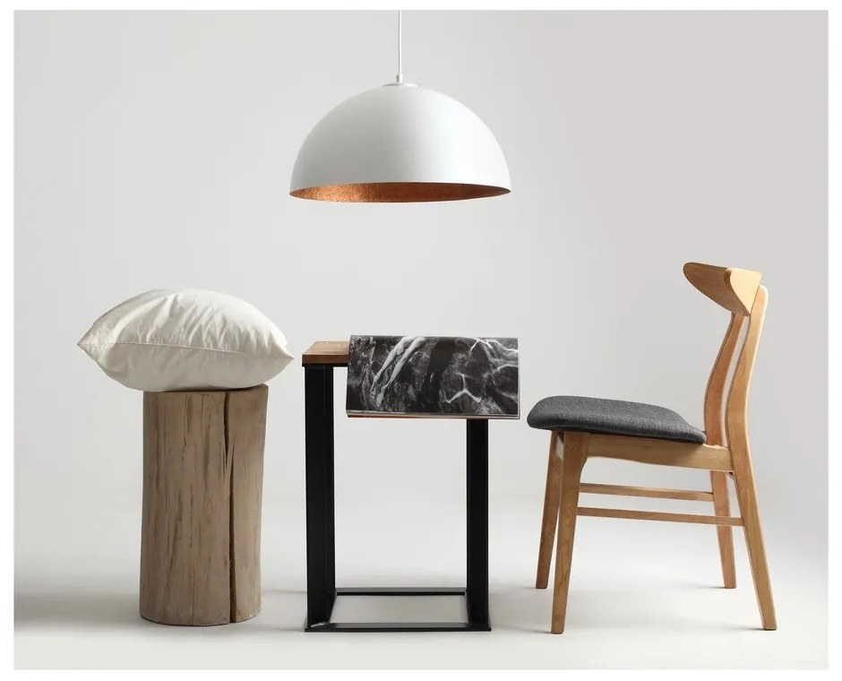 Бяла висяща лампа с детайли в меден цвят , ø 50 cm Lord - CustomForm