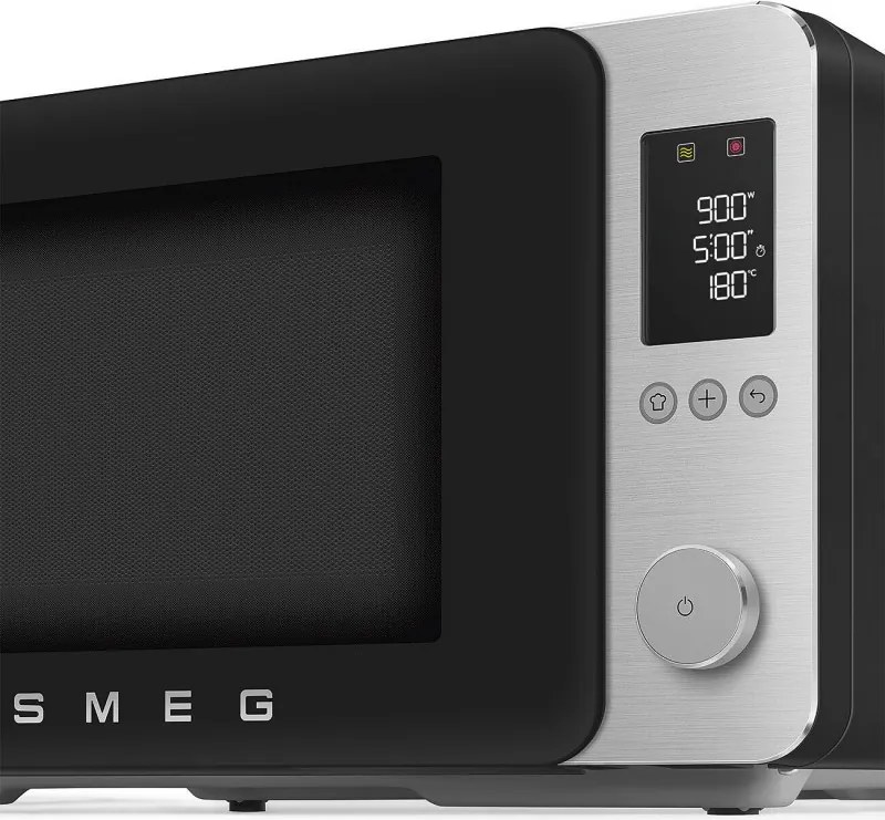 Комбинирана микровълнова фурна с горещ въздух SMEG Collezione MOC02BLMEU, 900W, 27 л, 25 програми, Плавно затваряне, Индивидуални настройки, Черен мат