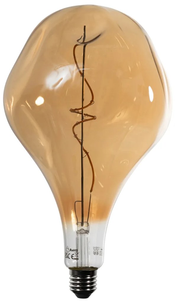 E27 димируема LED лампа спираловидна нишка PS160 огледално злато 6W 100 lm 1800K