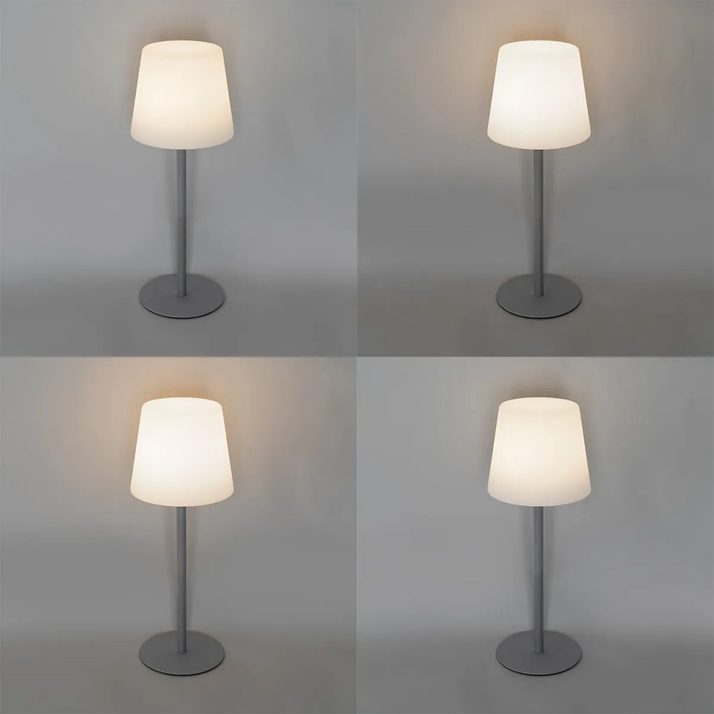 Настолна лампа сива акумулаторна с LED и димер IP54 - Jude