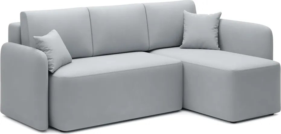 Светлосив кадифен разтегателен ъглов диван с място за съхранение (десен ъгъл) Hadson – ELTAP