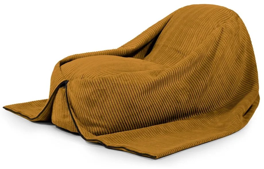 Детски пуф от рипсено кадифе в цвят горчица Cocoon 120 – SLOWDOWN