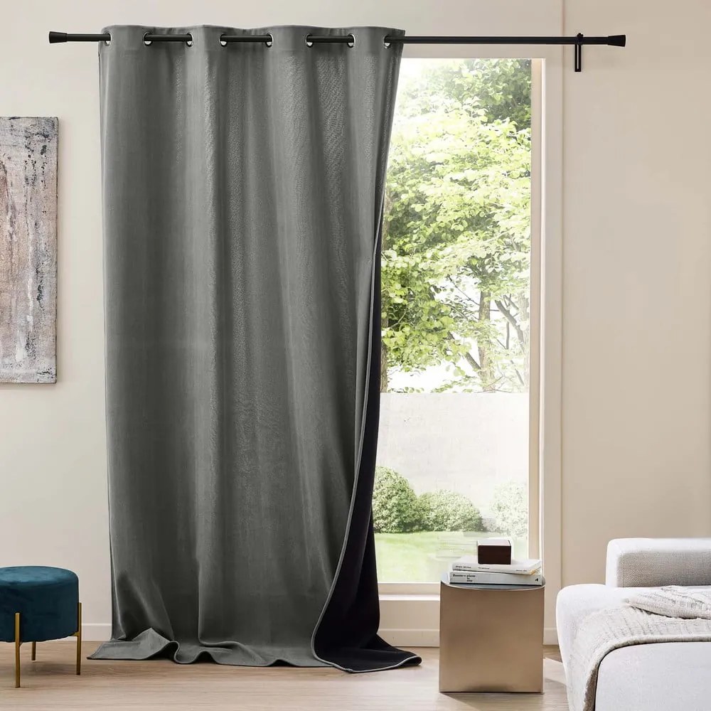 Антрацитно термо перде от рипсено кадифе 140x260 cm Madison – douceur d'intérieur