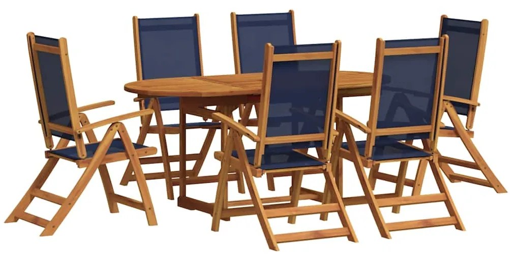 3279309 vidaXL Градински трапезен комплект, 7 части, акация масив и textilene