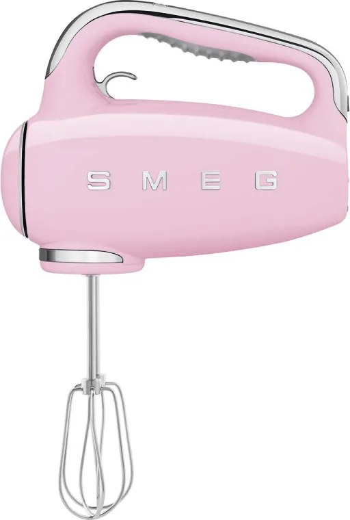 Ръчен миксер SMEG 50's Style HMF01PKEU, 250W, 9 скорости, Турбо, Скрит LED дисплей, Таймер, Аксесоари, Розов