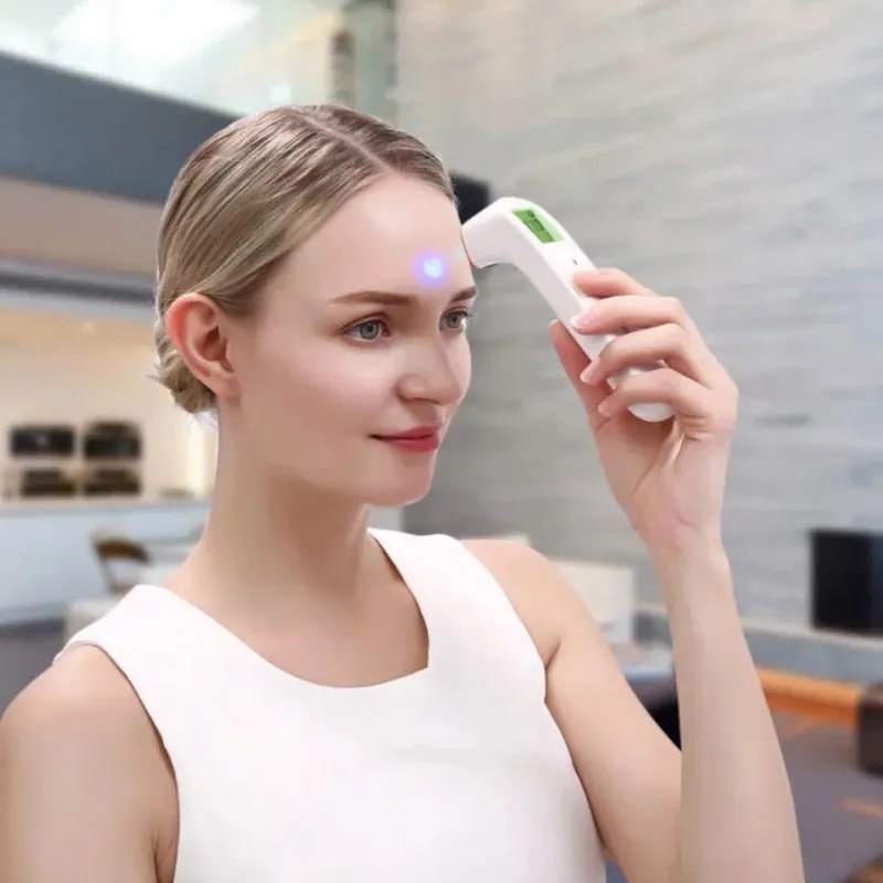 Безконтактен термометър Medivon Timi Smart Verona, Инфрачервен, За деца, Измерване за 1 секунда, Памет, Цветова индикация, LCD, Звук, Лазер, Бял