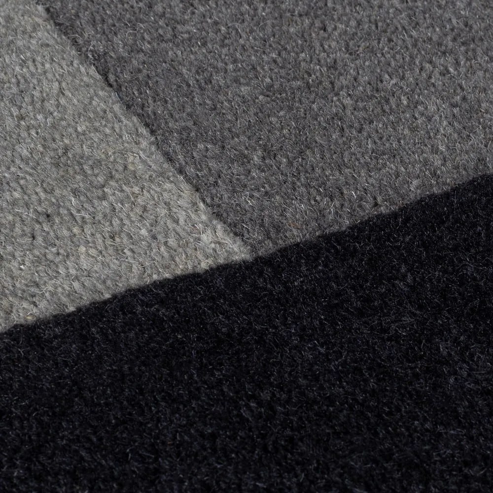 Черно-сив ръчно изработен вълнен килим 120x180 cm Collage Monochrome – Flair Rugs