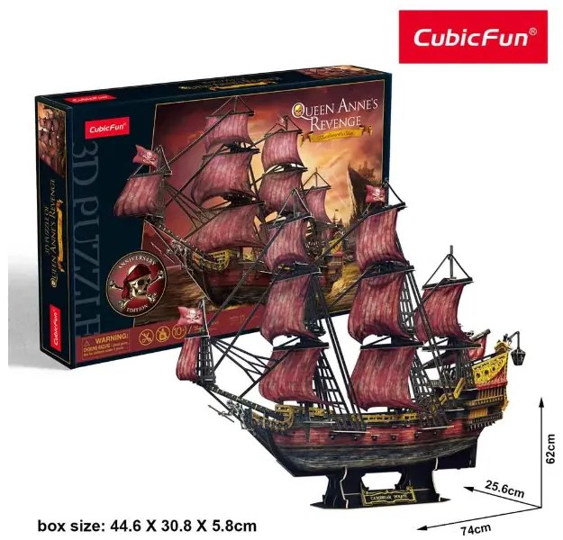 Cubic Fun - Пъзел 3D Queen Anne's Revenge--Anniversary Red Eidition