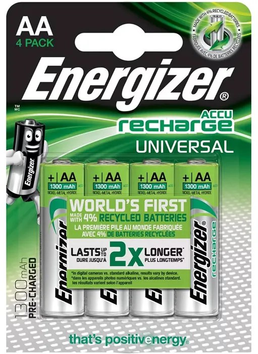 Презареждащи се батерии Energizer Universal AA-HR6 1300mAh Ni-MH 1.2V