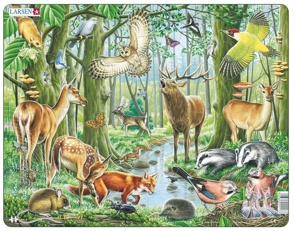 Larsen - Пъзел: Животни – "Горски животни" – 40 части, голям
