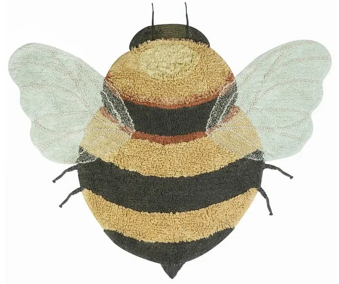 Жълт ръчно изработен памучен детски килим подходящ за пране 115x150 cm Bee – Lorena Canals