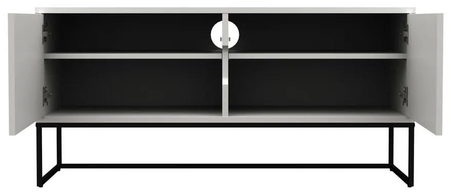 Бяла маса за телевизор с черни метални крака Lipp - Tenzo