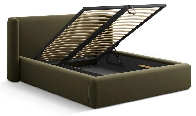 Зелено двойно легло 180x200 cm тапицирано с място за съхранение с включена подматрачна рамка Jason – Windsor & Co Sofas