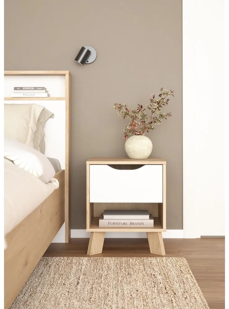 Нощно шкафче в бял и естествен цвят Ikast – Tvilum