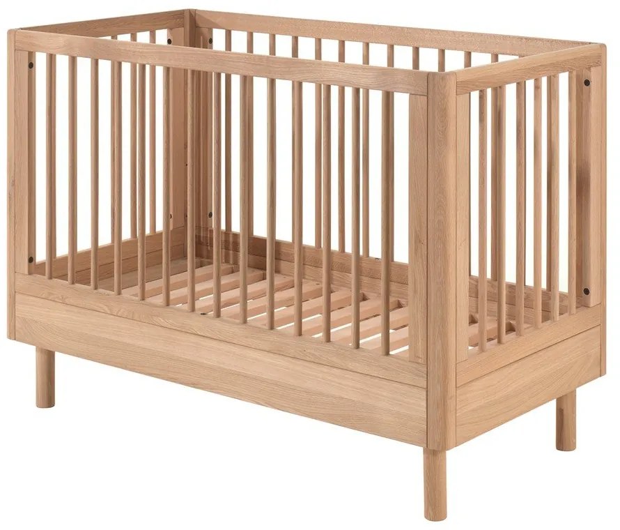 Детско креватче от масивен дъб с регулируема височина в естествен цвят 60x120 cm Forrest – Vipack