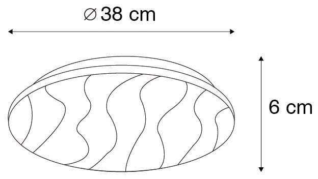 Таванна лампа бяла 38 см с LED с дистанционно управление - Damla
