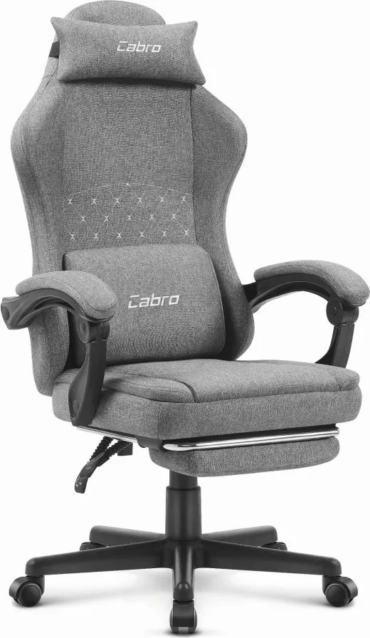 CABRO C503 дизайнерски геймърски стол с подложка за крака, до 150 кг, сив