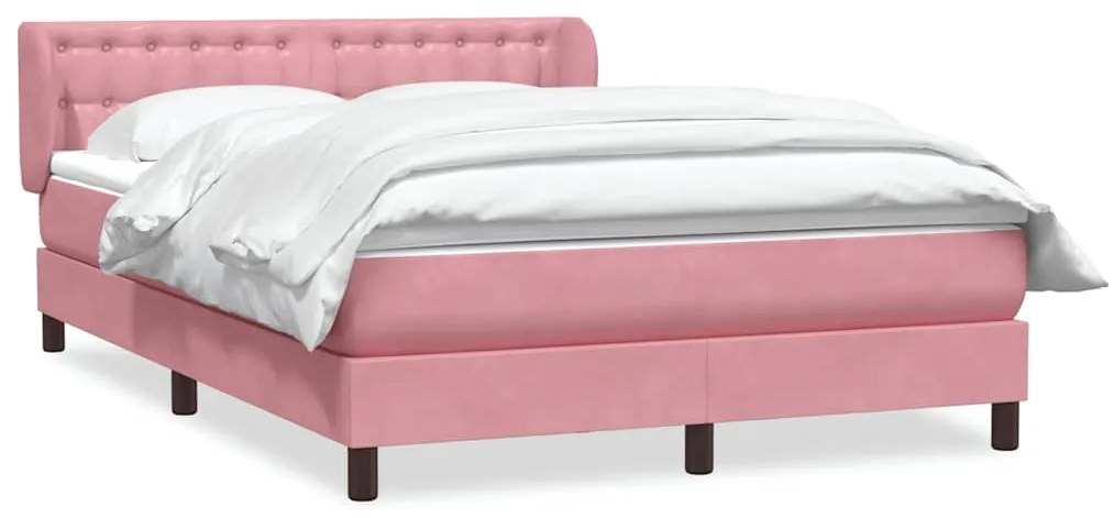 3317906 vidaXL Боксспринг легло с матрак, розово, 140x220 см, кадифе