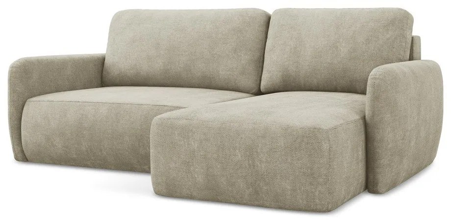 Бежов шенилов разтегателен ъглов диван с място за съхранение (десен ъгъл) Lilo – Makamii