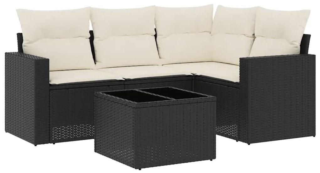 3251253 vidaXL Градински комплект с възглавници, 5 части, черен полиратан