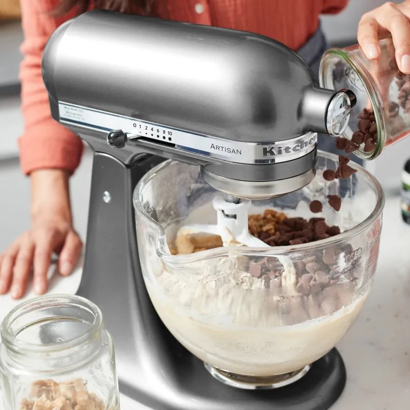 Планетарен миксер KitchenAid Artisan Elegance 5KSM125ECU Contour silver, 300W, 4.8 л, Direct drive, 10 скорости, Сив металик