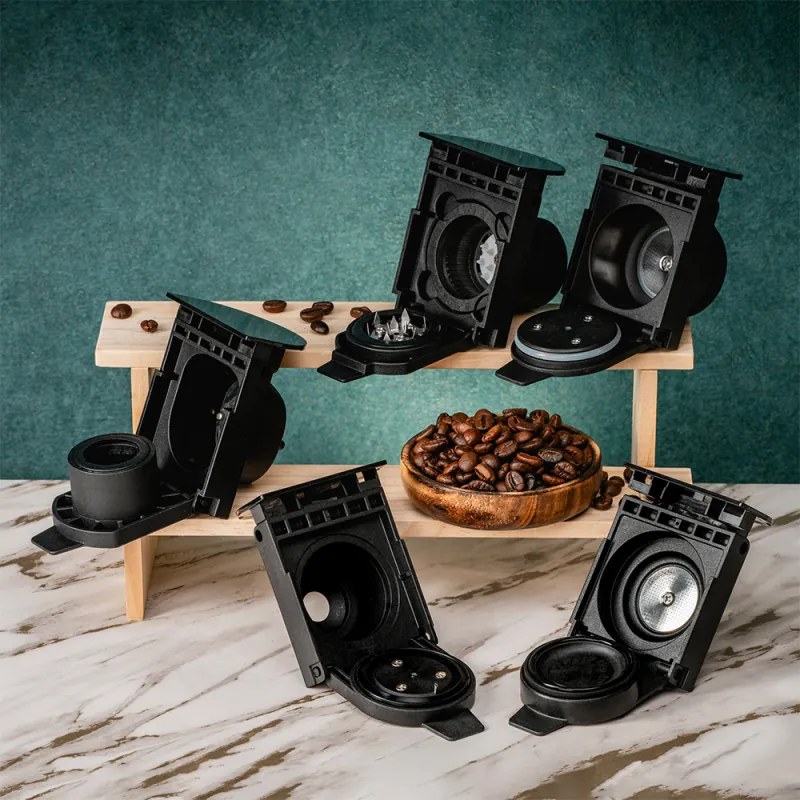 Разопакован: Еспресо машина за мляно кафе и капсули 8в1 Oliver Voltz OV51171N8M, 1450W, 1 л, 5 адаптера, 19 bar, Черен