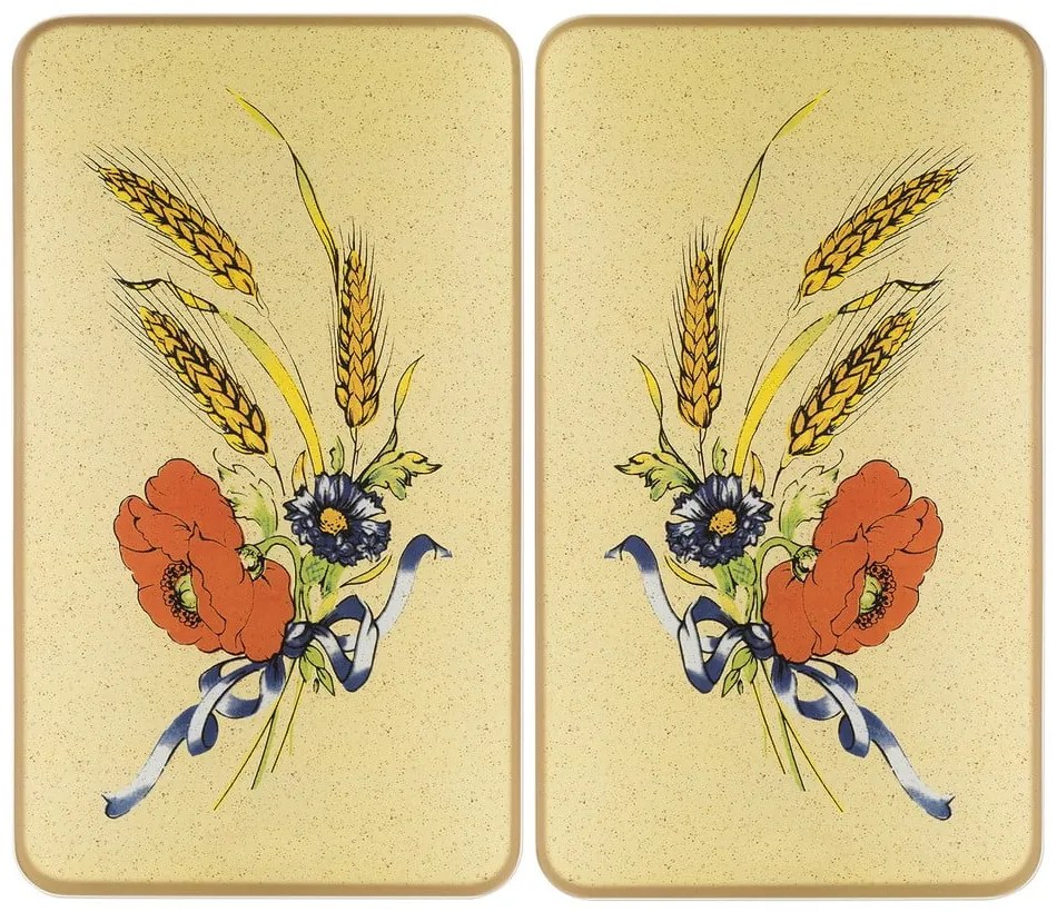 Капаци за печка в комплект от 2 броя от закалено стъкло 52x30 cm Corn-Flowers - Maximex