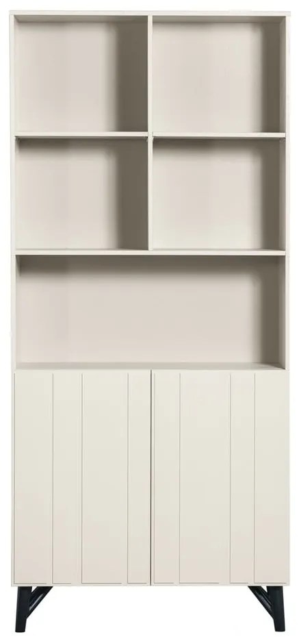 Кремав шкаф за книги от борова дървесина 90x200 cm Miller - WOOOD