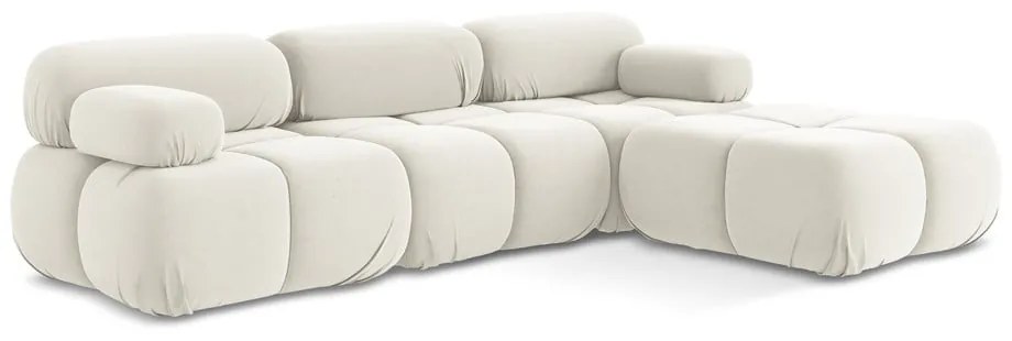Бял кадифен модулен ъглов диван Lokua – Makamii