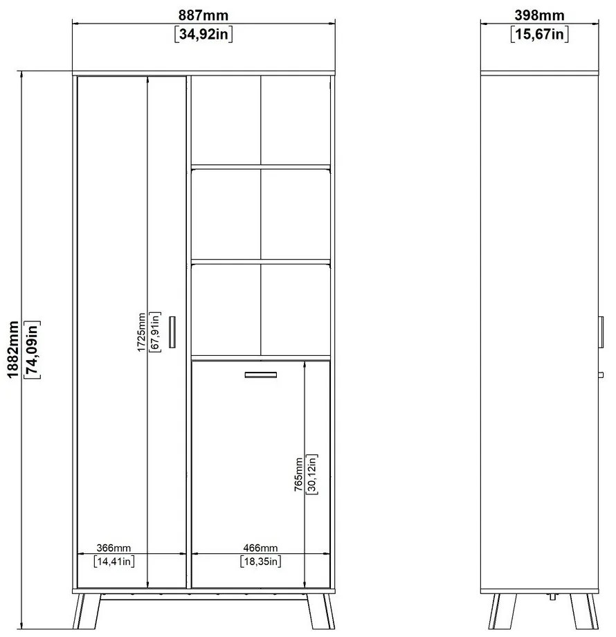 Библиотека от дъбов декор в бял и естествен цвят 89x188x40 cm Ikast – Tvilum